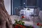 Garden Table with white linen covers